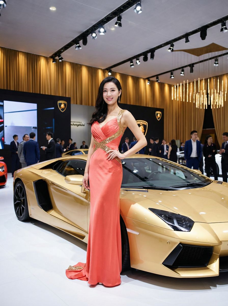 抖音风国际车展车模视频